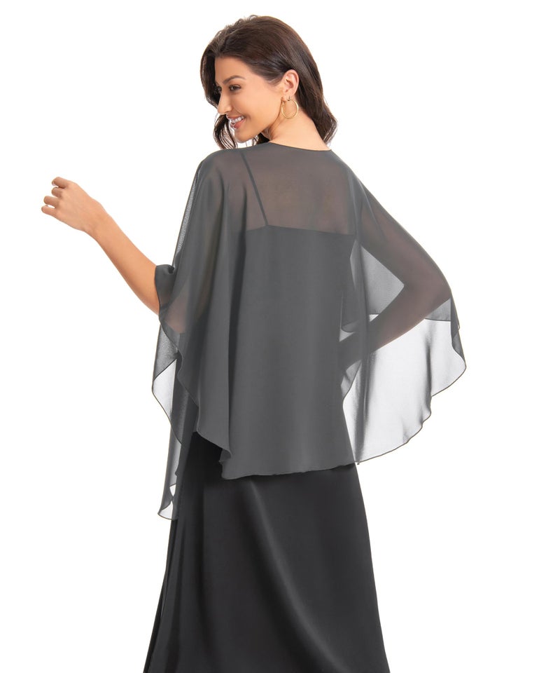 Hotshawl Womens Chiffon Shawls and Wraps, Wedding Party Shawl Scarf for Evening Dresses (Dark Gray) - Image 4